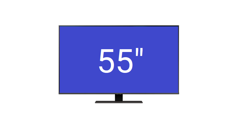 inch TV afmetingen, lengte en breedte in centimeters.